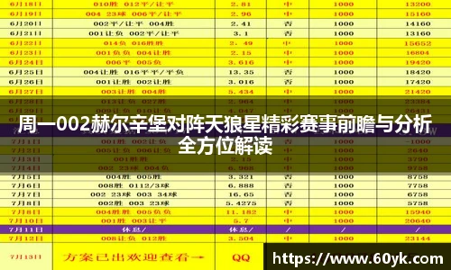 周一002赫尔辛堡对阵天狼星精彩赛事前瞻与分析全方位解读